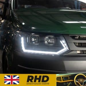 Headlights V2 Black – Sequential Indicator | VW Transporter T5.1