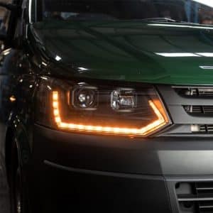 Headlights V2 Black – Sequential Indicator | VW Transporter T5.1