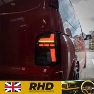 Rear Lights – Black Smoke Sequential Indicator – LED – RHD – Barn Door – VW Transporter T6.1 (2021 – 2024)