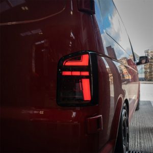 Rear Lights – Sequential Indicator – LED – RHD – Barn Door – Red Smoke (T6.1 Style) – VW Transporter T6 (2015 – 2020)