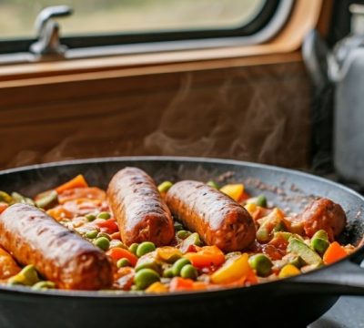 Vegetarian Sausage Casserole for Campervans | No Oven Required